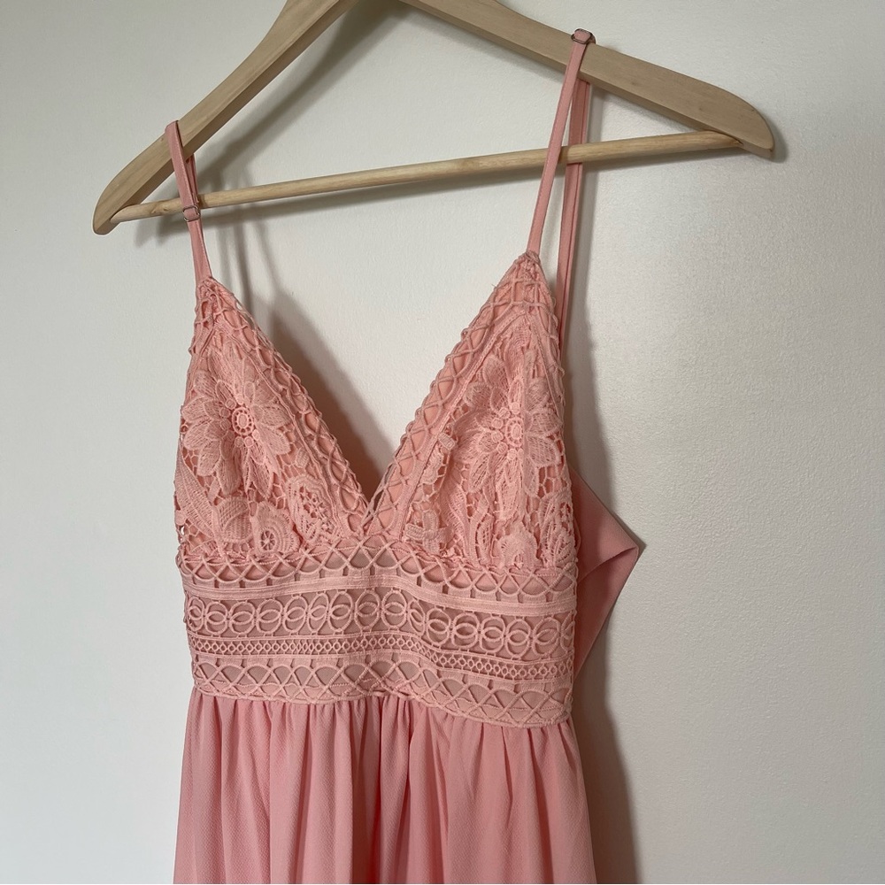 Pink Lilly A Romantic Twist Peach Lace Dress